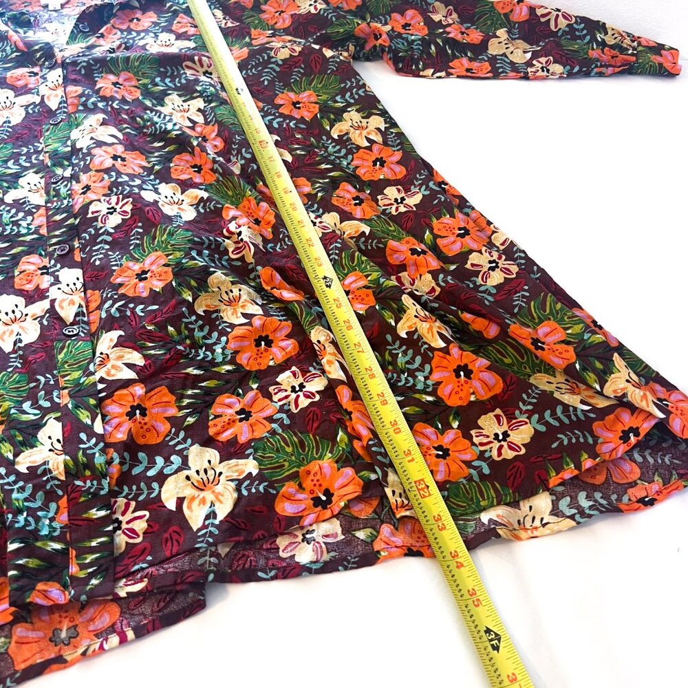 AnnieWear Floral Print Mini Dress Autumn Long Sleeve Button Down Shirt Dress  M - Picture 7 of 9